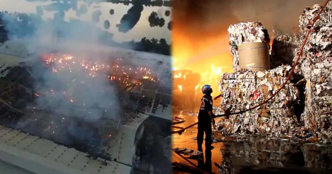 ไฟไหม้โรงงานกระดาษสมุทรปราการยังไม่สงบ คาดเสียหายกว่า 100 ล้าน