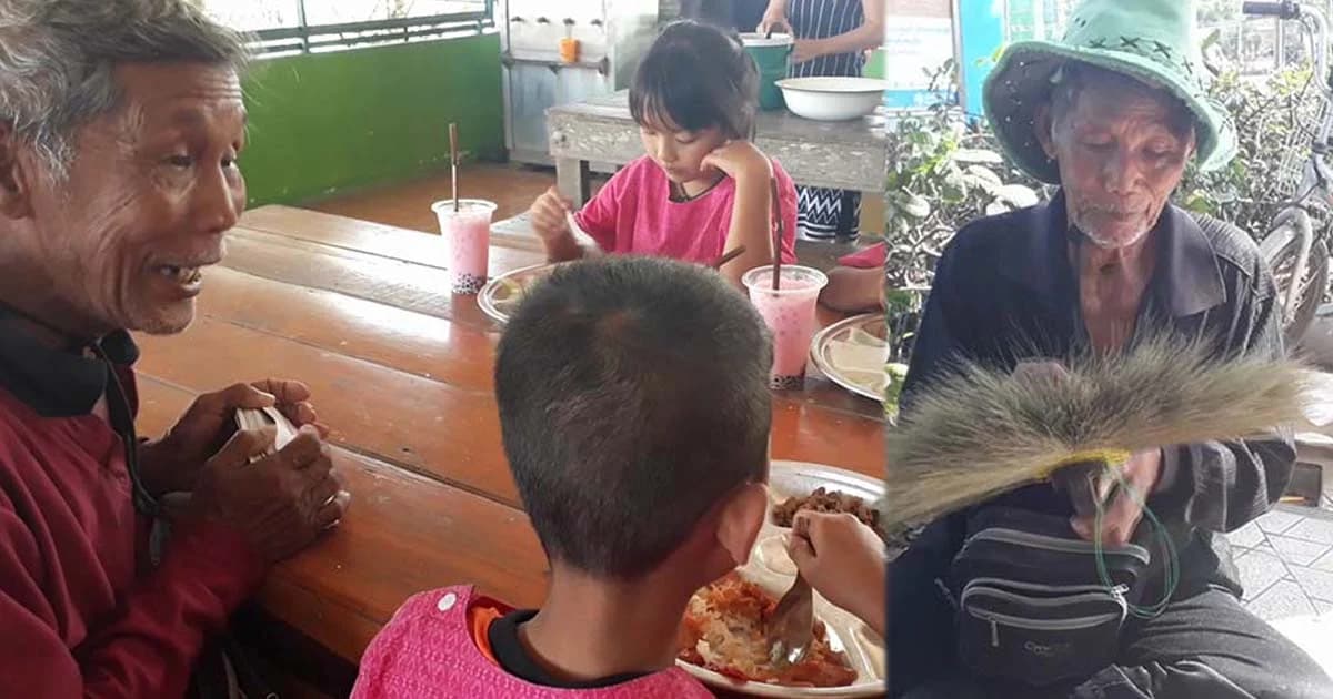 ตาวัย 71 ปี พิการไส้ทะลักหัวใจเทวดา ขายไม้กวาดแบ่งเงินช่วยเด็กยากจน