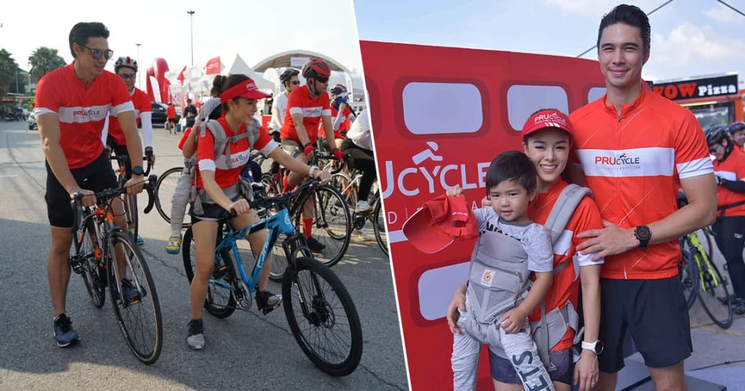 ‘ลีเดีย-แมทธิว’ พาลูกชายน้อง ‘ดีแลน’ ร่วมงาน “ปั่นปิดเมือง” หาดบางแสน