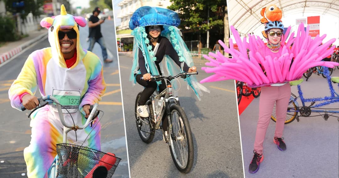 ขบวนนักปั่นแฟนซี ประชันไอเดีย ! ออกแบบชุดสร้างสีสัน “ปั่นปิดเมือง” บางแสน
