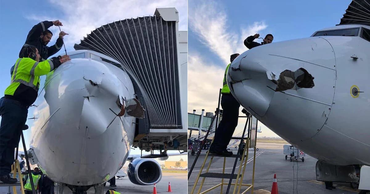 เครื่องบินเม็กซิโก ถูกวัตถุปริศนาชนหัวเครื่องยุบ