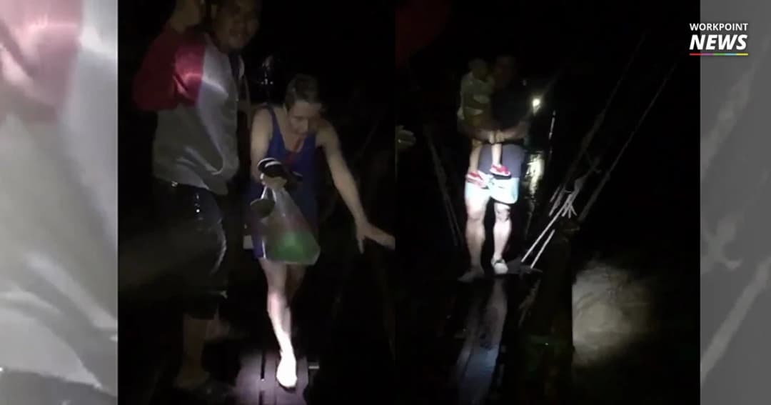 ระทึก! ช่วย 13 นักท่องเที่ยวยุโรป-จีน รวมเด็ก 3 ขวบ หนีน้ำป่าบนเกาะสมุย