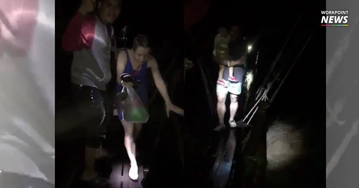 ระทึก! ช่วย 13 นักท่องเที่ยวยุโรป-จีน รวมเด็ก 3 ขวบ หนีน้ำป่าบนเกาะสมุย