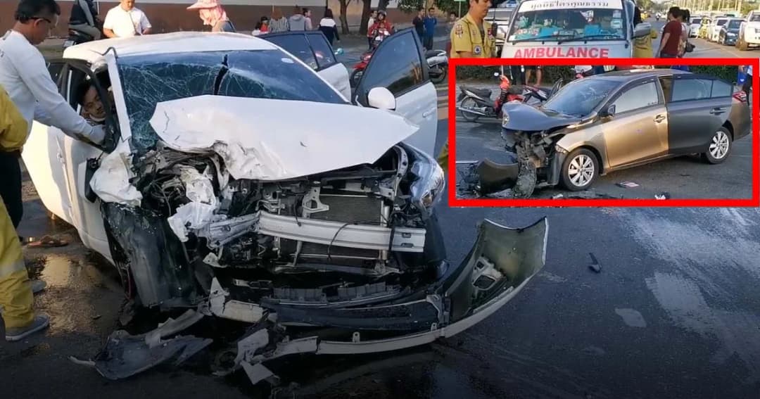 หวาดเสียวส่งท้ายปี ขับรถข้ามฝั่งชนเจ็บระนาว