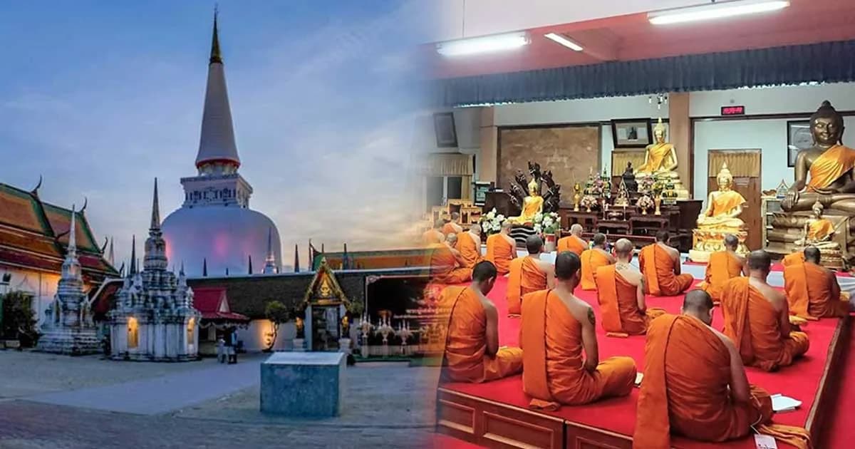 ภิกษุสามเณรวัดพระมหาธาตุฯ สวดมนต์ขอพระบรมธาตุเมืองคอน พ้นวิกฤตพายุปาบึก