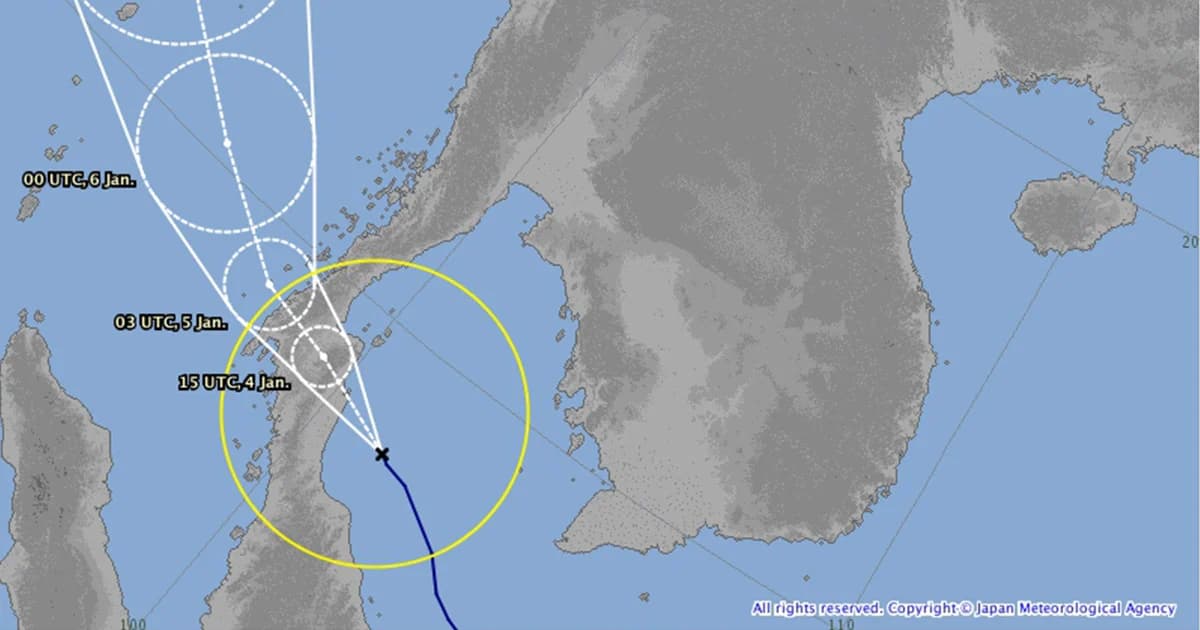 กรมอุตุฯ ญี่ปุ่นเผย ตาพายุปาบึกขึ้นฝั่งที่นครศรีฯ เวลา 15.00 ด้วยความเร็วลม 83 กม./ช.