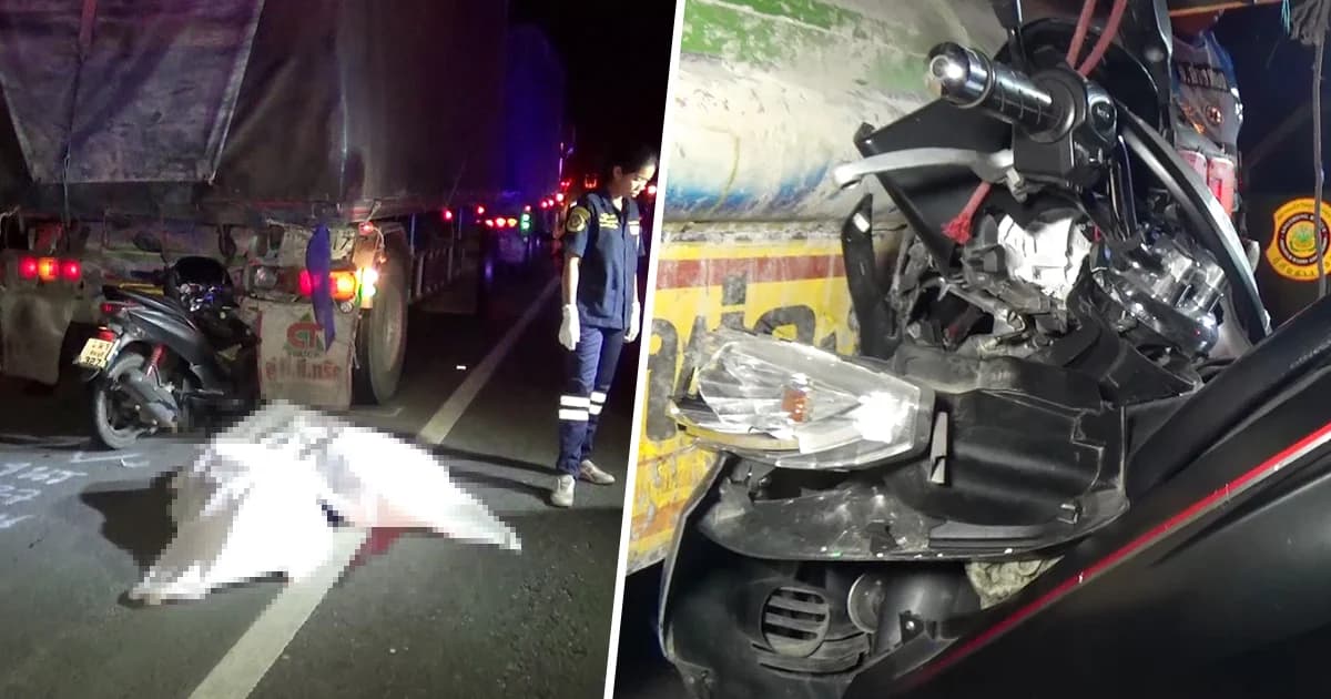 สลด 2 ศพ! พ่อแม่ซิ่ง จยย. เสยท้ายพ่วงดับคาที่ หลังเพิ่งมาเยี่ยมลูกทั้ง 4 คน