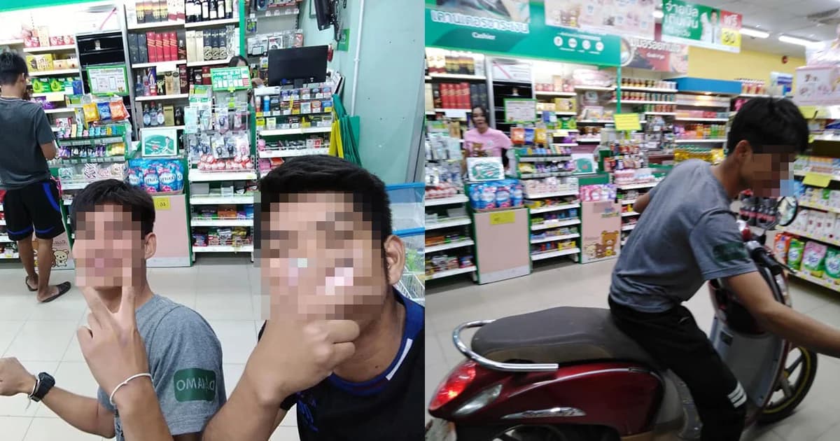 2 โจ๋ป่วน! ขี่ จยย. เข้าโลตัส-อัพเฟซบุ๊ก “ผมรีบ”