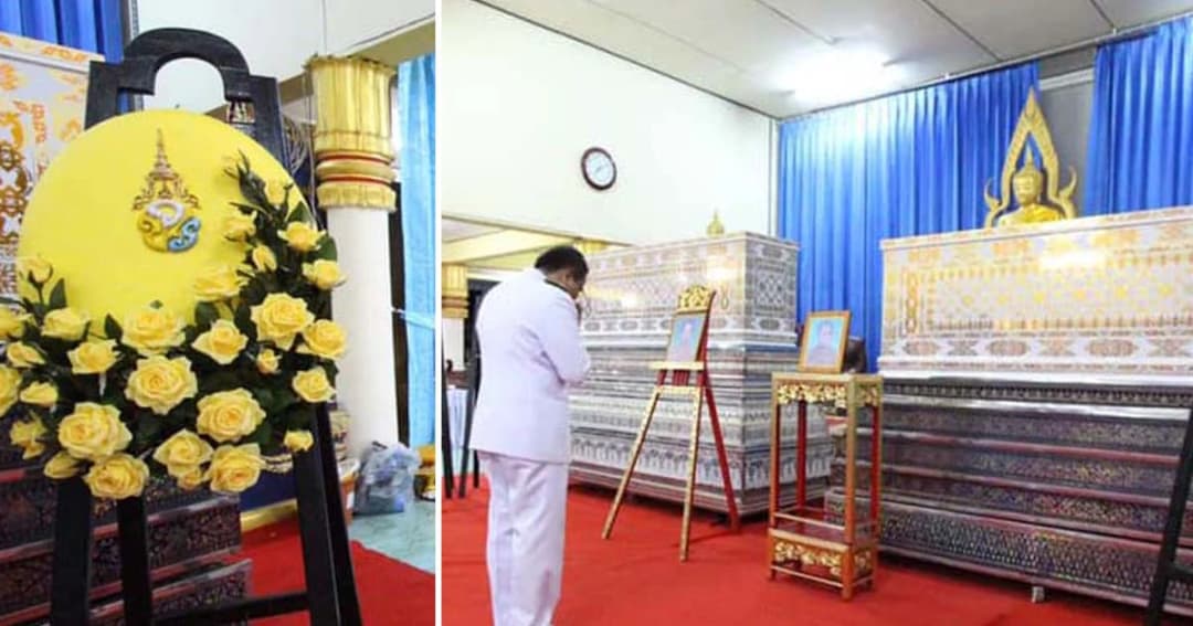 สมเด็จพระเจ้าอยู่หัว พระราชทานพวงมาลาหลวงหน้าหีบศพพระสงฆ์วัดรัตนานุภาพ