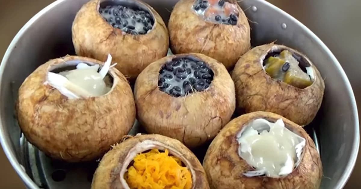 สุดยอดไอเดียทำข้าวหลามมะพร้าวอ่อน