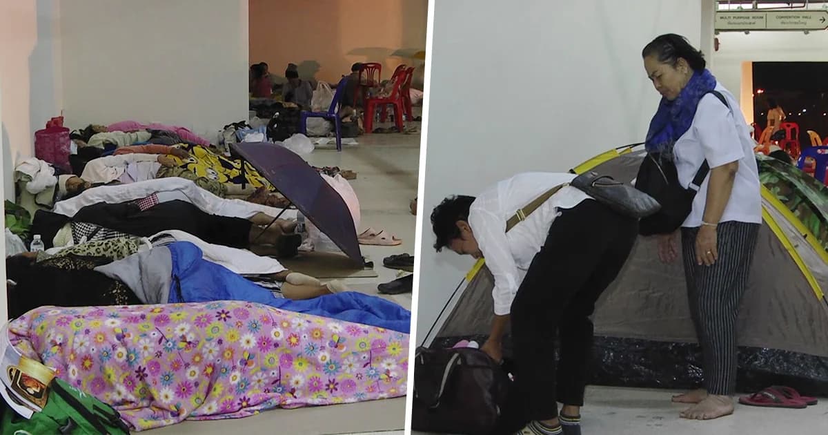 ปชช.นับร้อยแห่นอนข้ามคืน รอร่วมพิธีพระราชทานเพลิงศพ ‘หลวงพ่อคูณ’