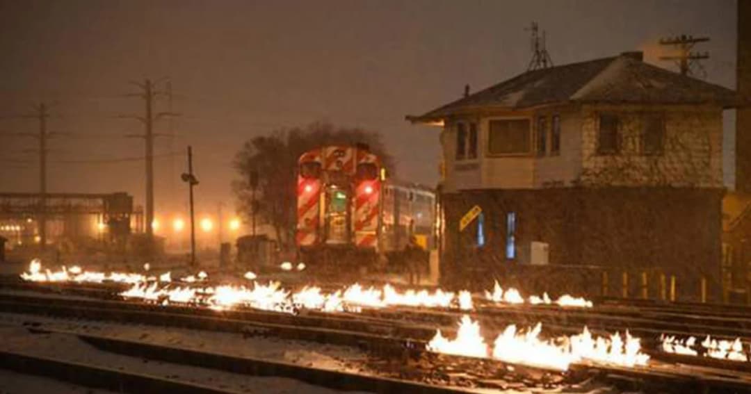 เจ้าหน้าที่จุดไฟเผารางรถไฟในชิคาโก เพื่อละลายน้ำแข็งหลังเผชิญอุณหภูมิ -50 องศา