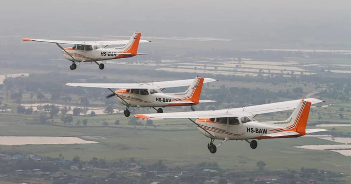 2 ก.พ.นี้ รร.การบินกรุงเทพ นำเครื่องบินเล็ก 47 ลำ พ่นน้ำลดฝุ่น PM2.5 เริ่มถ.พระรามสอง