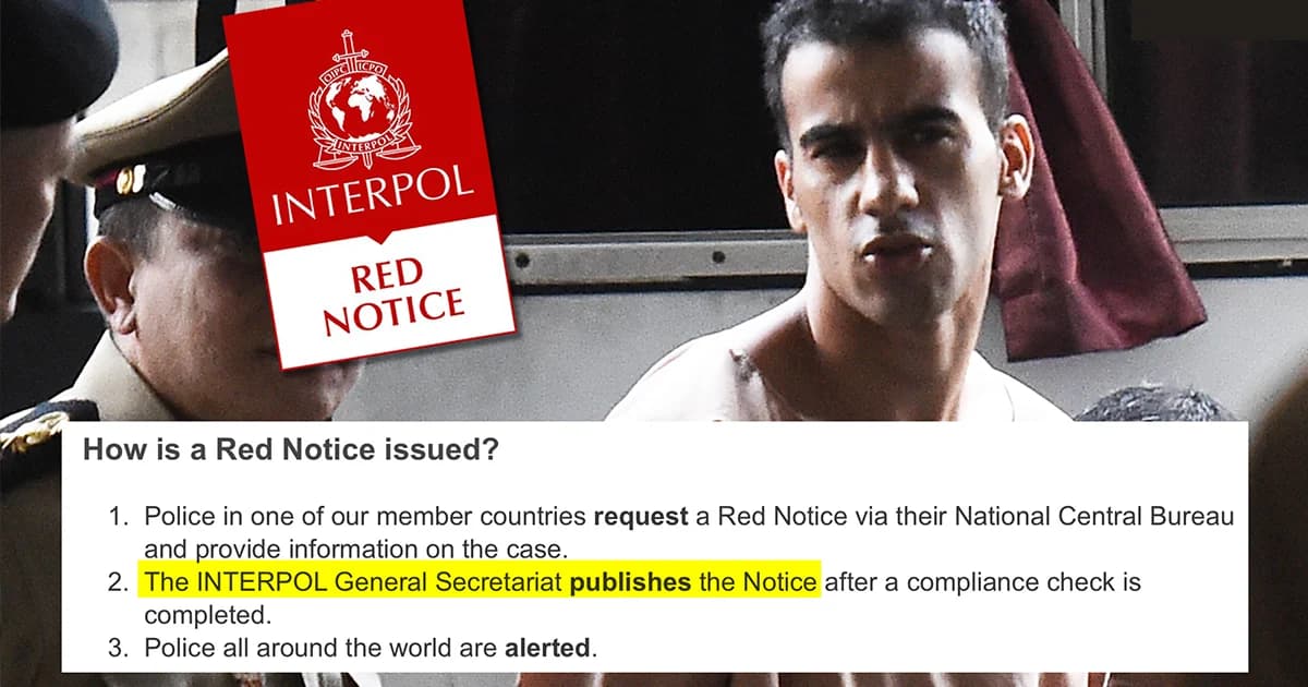 สำนักงานใหญ่ INTERPOL ที่ฝรั่งเศส เป็นองค์กรเดียวที่ออกหมายแดง (Red Notice) ได้