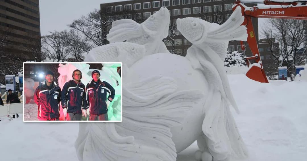 ทีมไทยคว้าแชมป์แกะสลักหิมะซัปโปโร สมัยที่ 8 ปีนี้แกะเป็นรูป “ปลากัด”