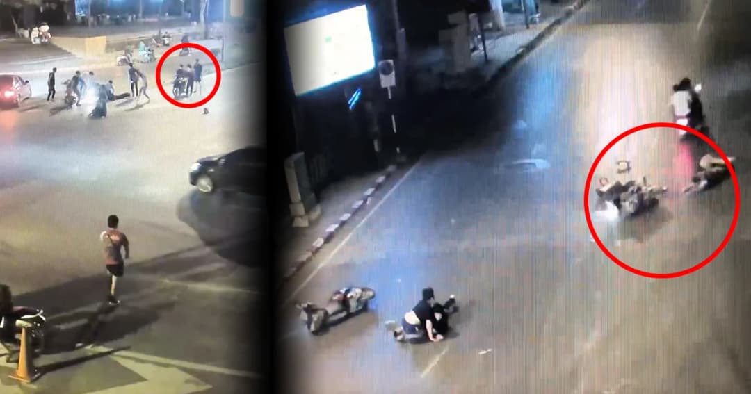 วัยรุ่นซ้อน 3 ซิ่งฝ่าไฟแดงชน จยย.แล้วหนีไปชนซ้ำเจ็บสาหัส