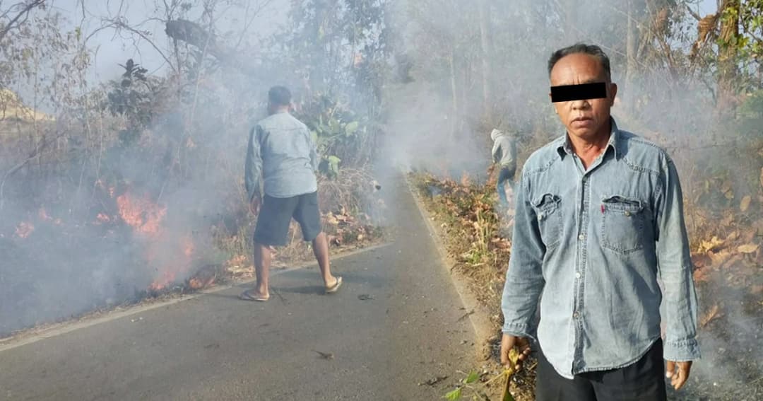 ไฟแช็กคามือ ตร.เชียงใหม่ จับพ่อเฒ่าวัย 62 จุดไฟเผาป่าริมถนน อ.แม่แจ่ม