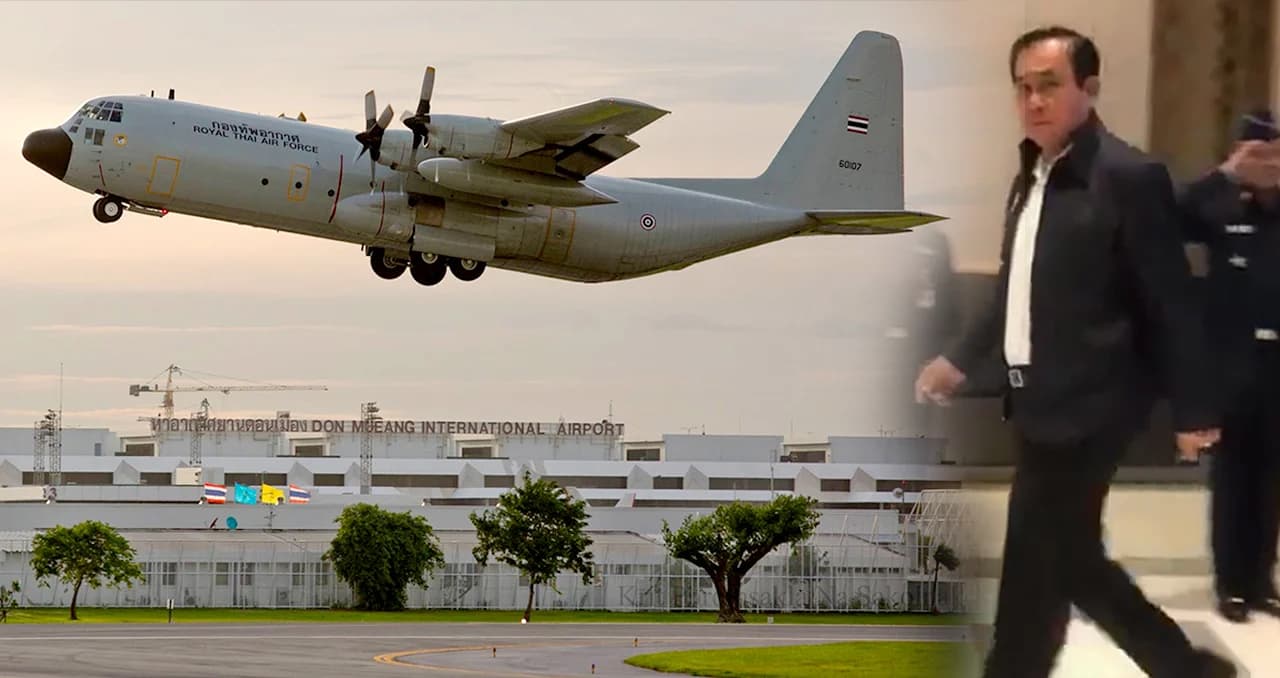 ระทึก! “บิ๊กตู่” พาคณะบินลงใต้ เครื่องบิน C130 ใบพัดขัดข้อง บินวกกลับเปลี่ยนเครื่องใหม่