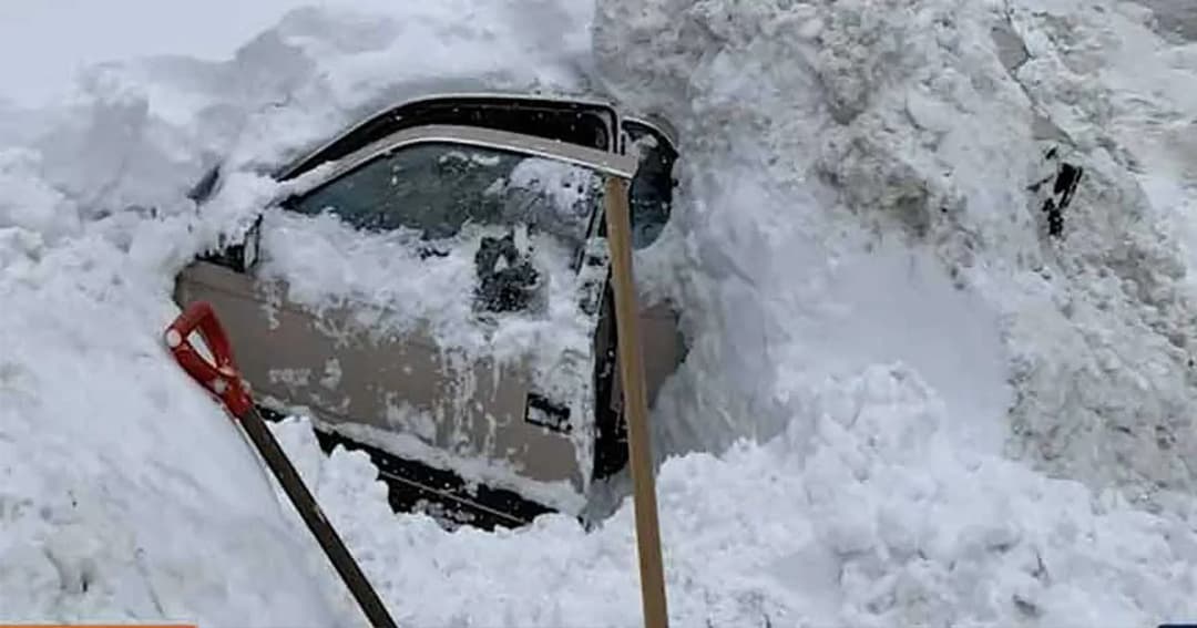 ตำรวจแคลิฟอร์เนีย อึ้ง ! รถเก๋งถูกหิมะฝังกลบ ขุดขึ้นมาเจอคนขับยังไม่ตาย