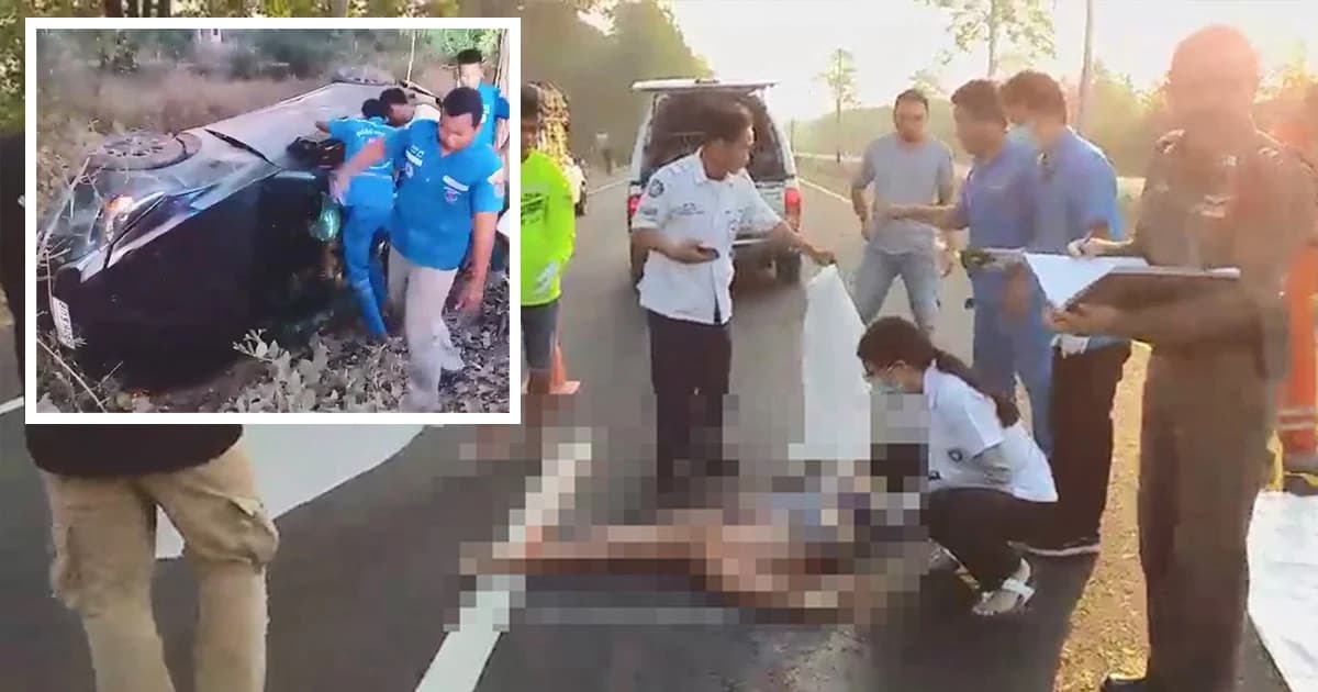 เก๋งเสียหลัก พุ่งชนตันไม้ข้างทาง ดับ 2 ศพ