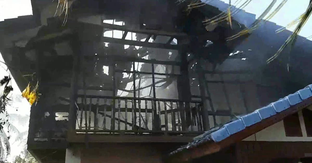 ผู้ช่วยผู้ใหญ่บ้านช็อกออกไปช่วยงานแต่ง ไฟไหม้บ้านวอดทั้งหลัง