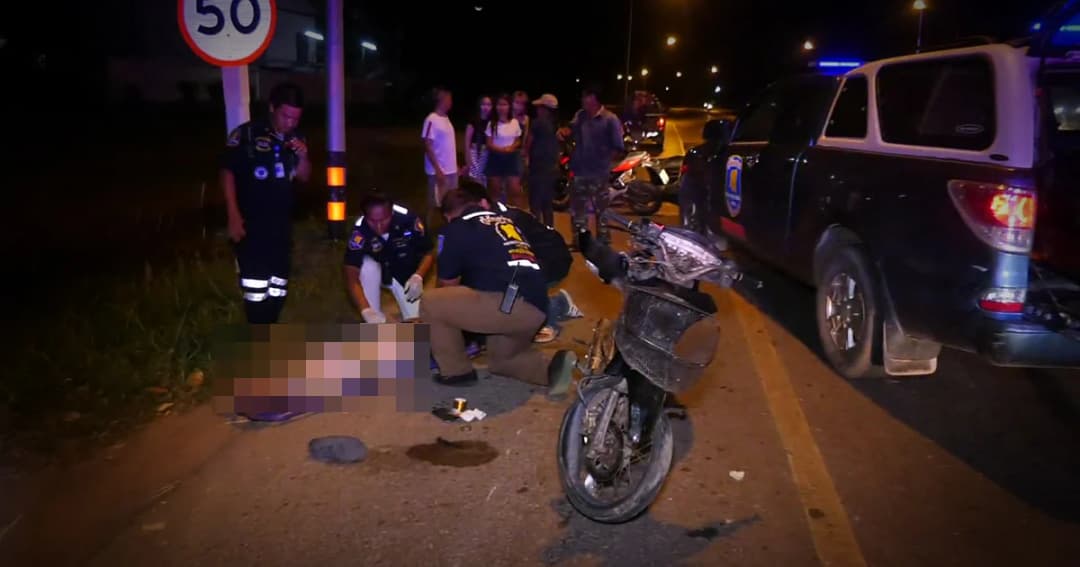 สาวใหญ่ชาวกัมพูชาขี่จยย.ข้ามถนน ตัดหน้ารถจักรยานยนต์ 2 โจ๋วัย 16 ปี ถูกชนบาดเจ็บรวม 3 ราย