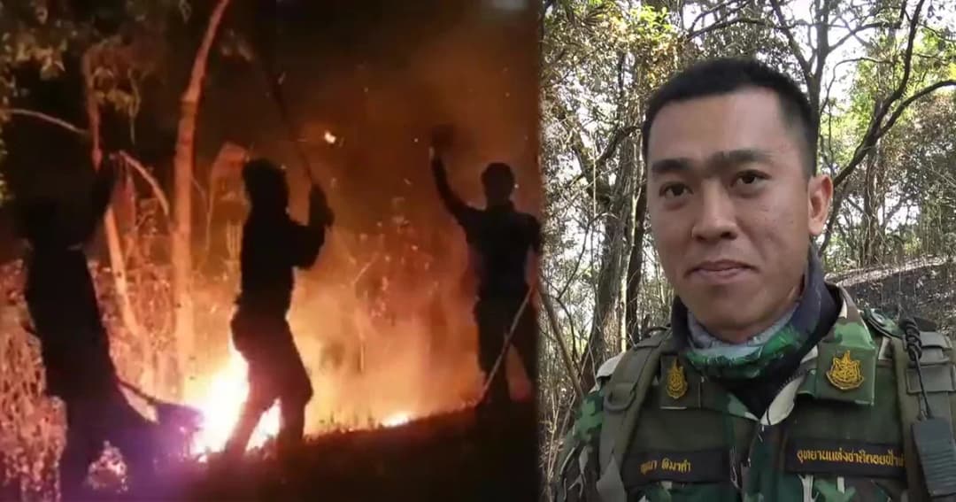 เพื่อนร่วมทีมร่วมแฮปปี้เบิร์ธเดย์ เจ้าหน้าที่ดับไฟป่า