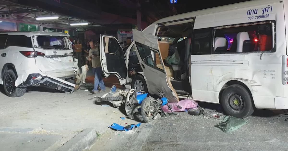 กระบะแต่งซิ่งชนดะ 5 คันรวด ดับ 1 เจ็บ 4 จ.นครปฐม