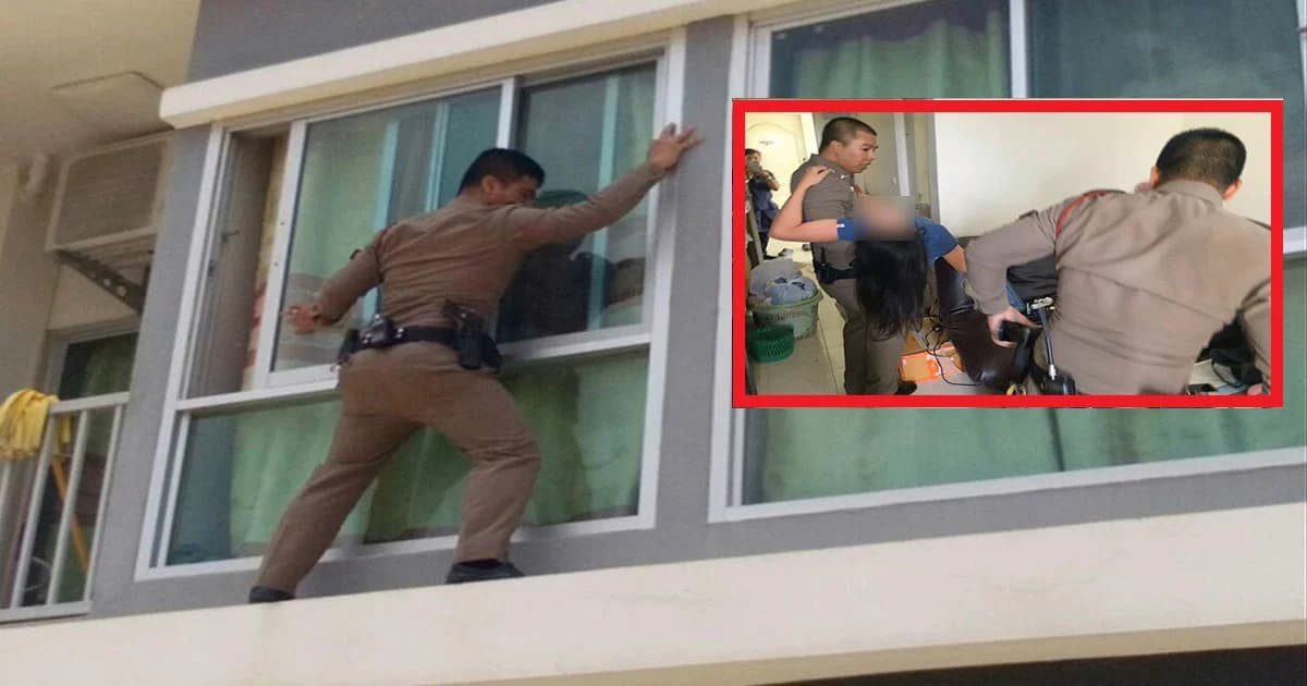 ปีนตึกช่วยหญิงสาวกินยาฆ่าตัวตาย