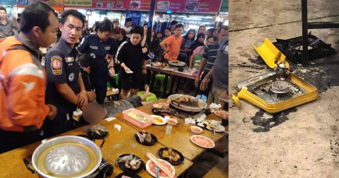 เตือนภัย! สาวก ‘หมูกระทะ’ แก๊สกระป๋องระเบิดร้านตลาดนัดเลียบด่วน ลูกค้าสาวเจ็บ