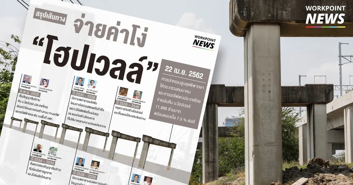 สรุปเส้นทางจ่ายค่าโง่โครงการโฮปเวลล์ 11,888 ล้านบาท