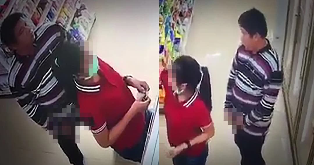 หนุ่มหื่นเดินตามสาว สำเร็จความใครใส่หลัง