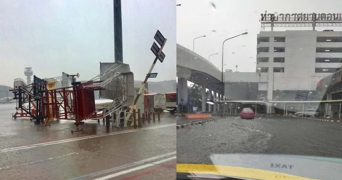 ดอนเมืองโกลาหล! ฝนถล่มต้องหยุดบินชั่วขณะ ผู้โดยสารตกค้างนับพัน