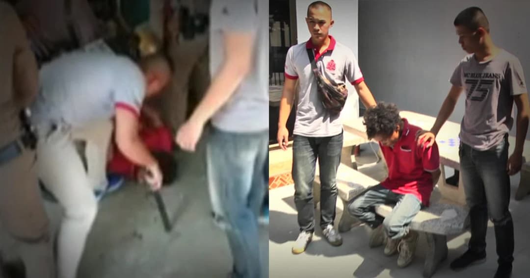 ตำรวจไล่จับชุลมุน ชายคุ้มคลั่งใช้มีดไล่ฟันรถยนต์