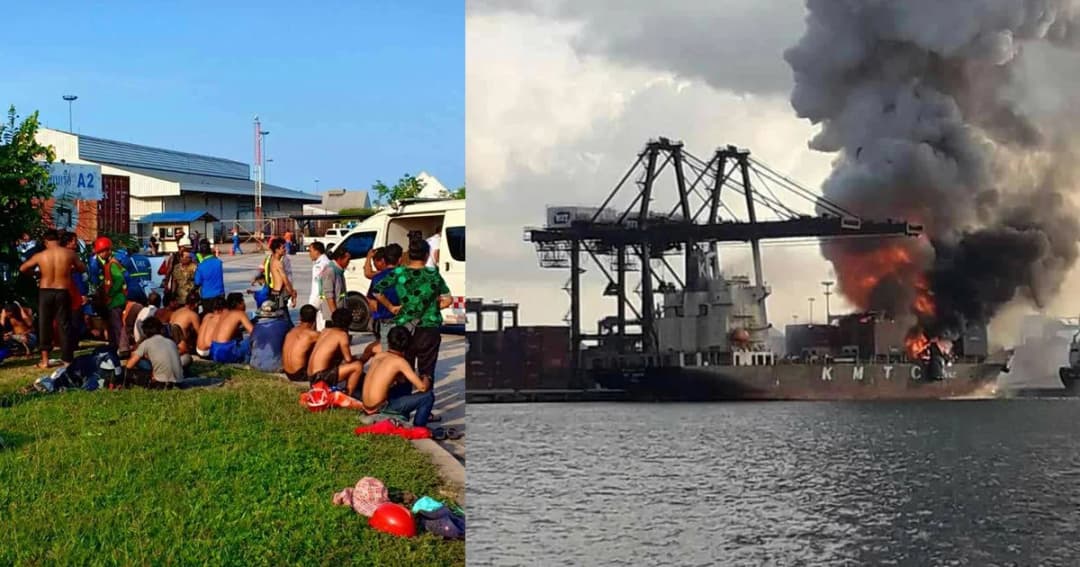 ประกาศเลี่ยงพื้นที่ “ศรีราชา” เหตุไฟไหม้เรือบรรทุกสารเคมี กระทบส่งรพ.แล้ว 40 คน