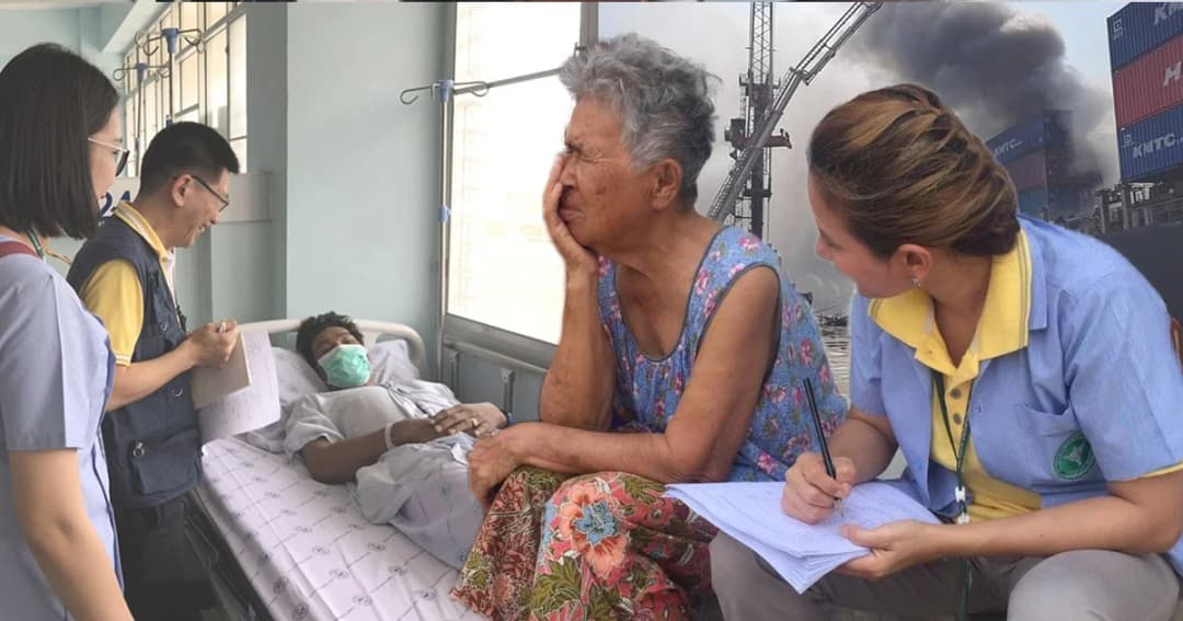 ปชช.ชุมชนใกล้ท่าเรือแหลมฉบังกว่า 200 ราย ได้รับผลกระทบไฟไหม้สารเคมี