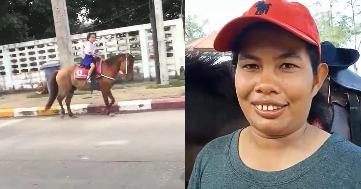 เด็กหญิงชาวสงขลาขี่ม้าไป-กลับโรงเรียน