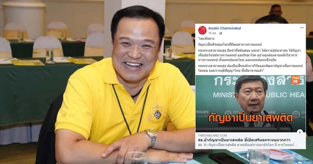 “อนุทิน” แย้ง รมว.สาธารณสุขคนปัจจุบัน ลั่นกัญชามีคุณค่าทางการแพทย์