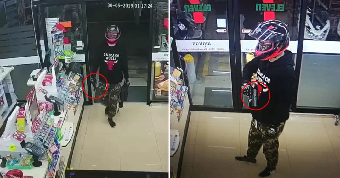 โจรบุกเดี่ยวชิงเงิน 1,070 บาท ร้านสะดวกซื้อย่านพระราม 2 ก่อนหนีบอก ‘ขอบคุณนะ’