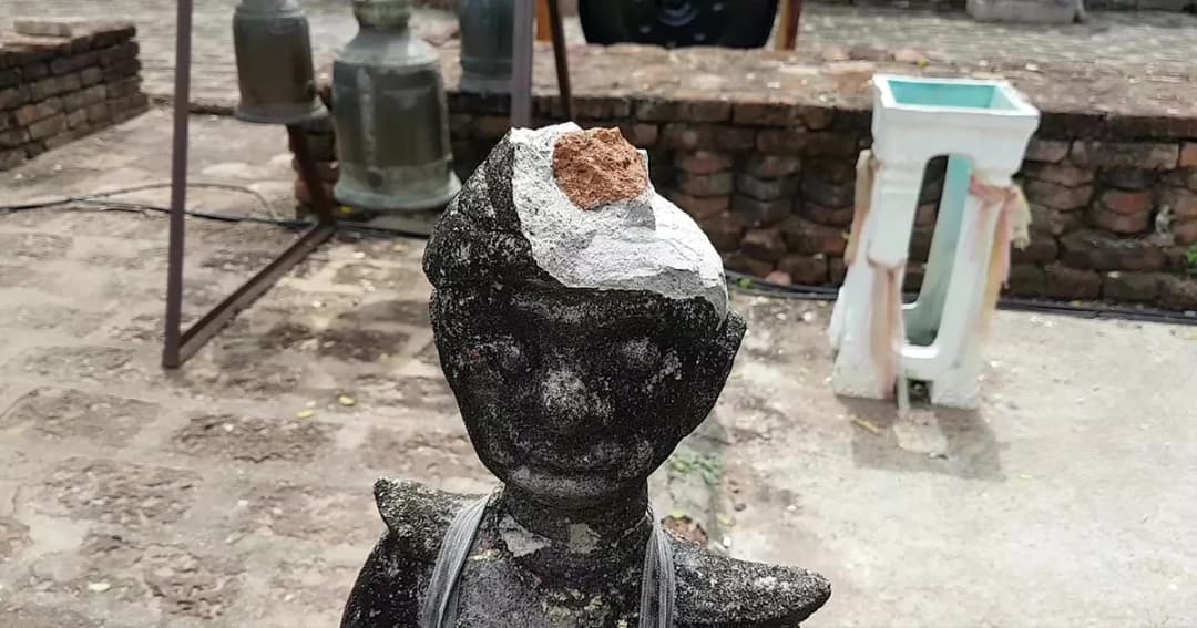 คนร้ายบุกทำลายรูปปั้นเจดีย์ยุทธหัตถี พังร่วม 600 ชิ้น