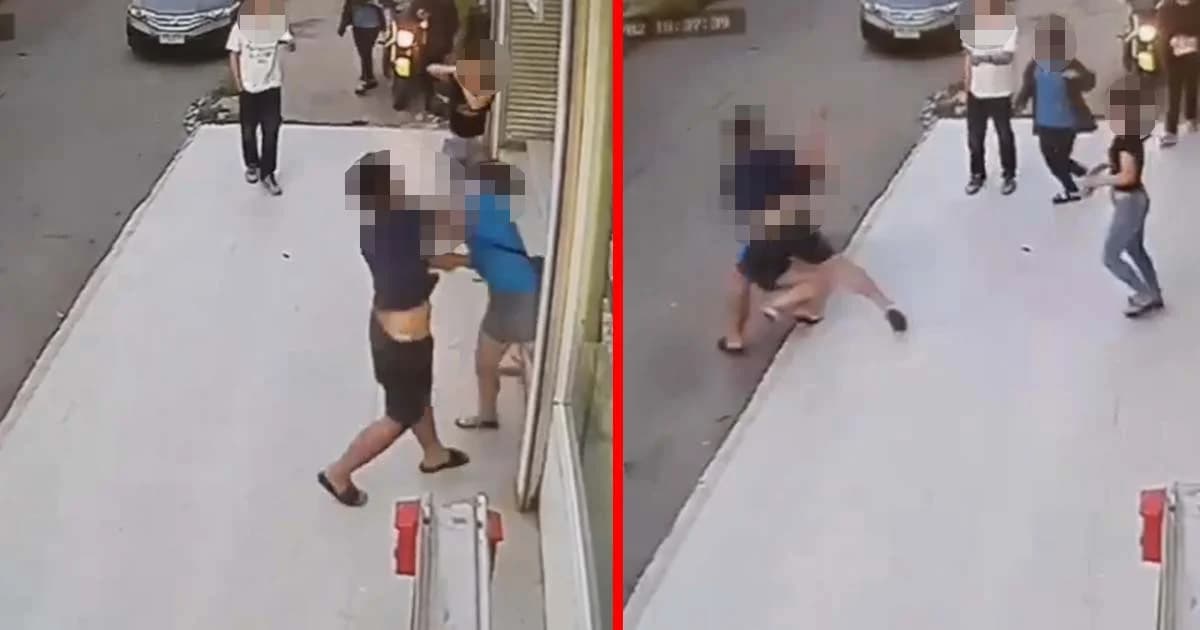 หนุ่มหัวร้อนง้อแฟนไม่สำเร็จ รัวหมัด-เตะต่อยไม่ยั้ง