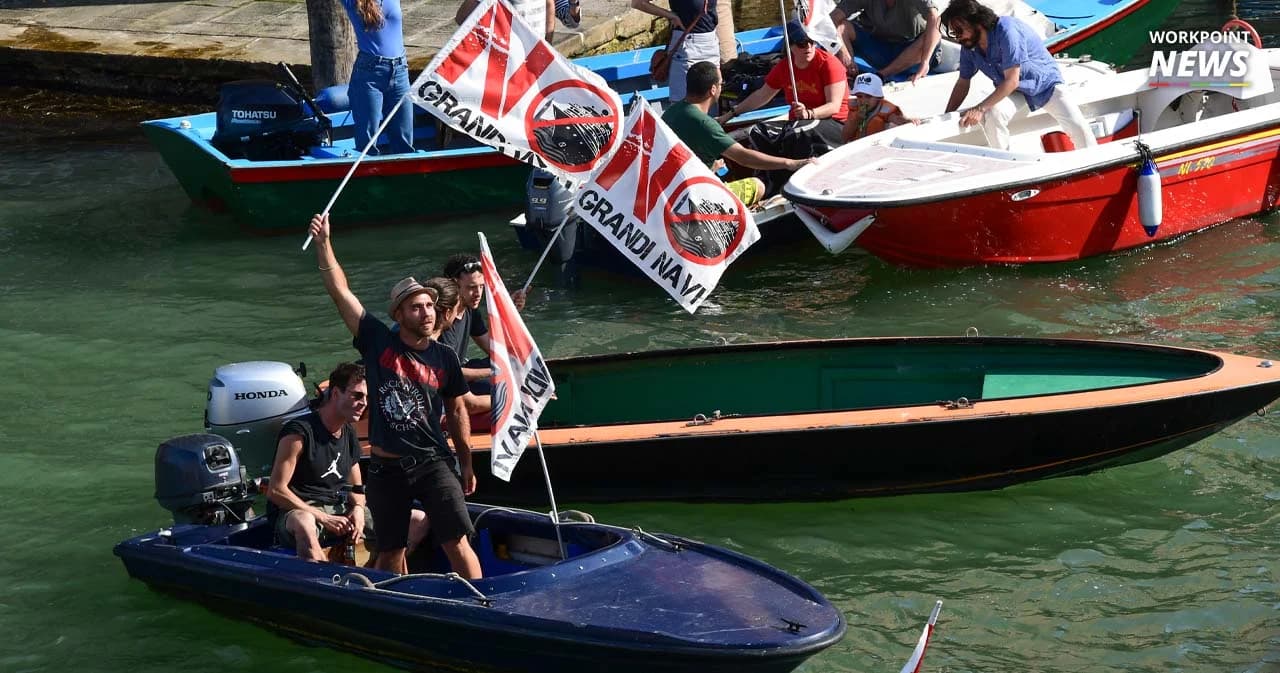 ชาวเวนิสประท้วงห้ามเรือสำราญเข้าหลังเกิดเหตุพุ่งชนท่า