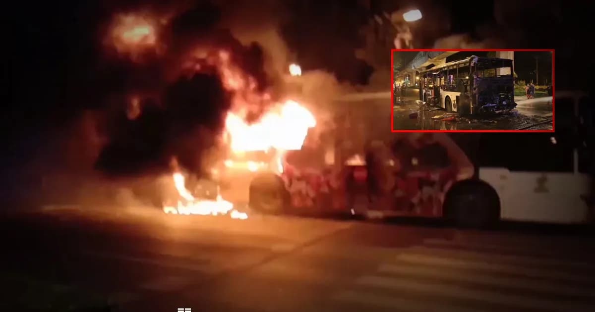 ไฟไหม้รถเมล์ ขสมก. สาย 76 คนขับอ้างถังดับเพลิงในรถใช้งานไม่ได้