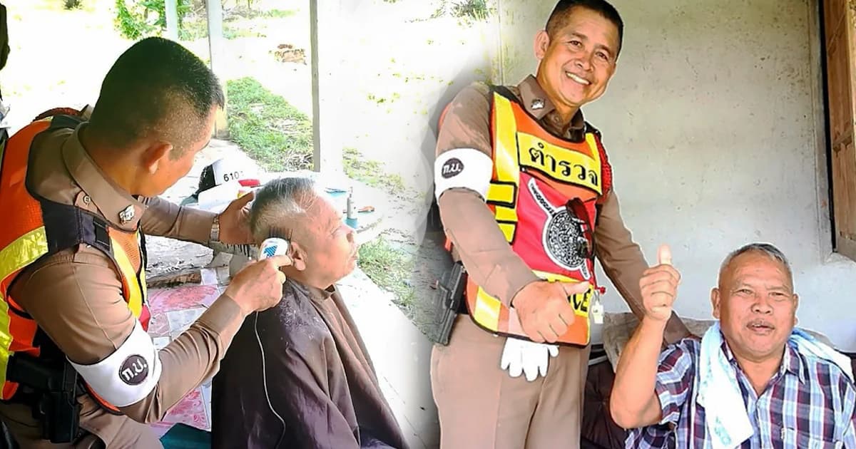 ดาบตำรวจใจบุญตระเวนตัดผมผู้ป่วยติดเตียง คนยากไร้ ฟรีถึงบ้าน