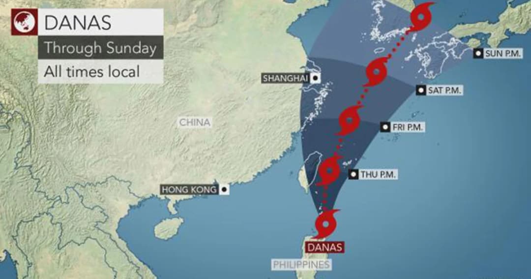 ไต้หวันสั่งอพยพเตรียมรับมือ ‘ไต้ฝุ่นดานัส’ พร้อมยกเลิกหลายเที่ยวบิน