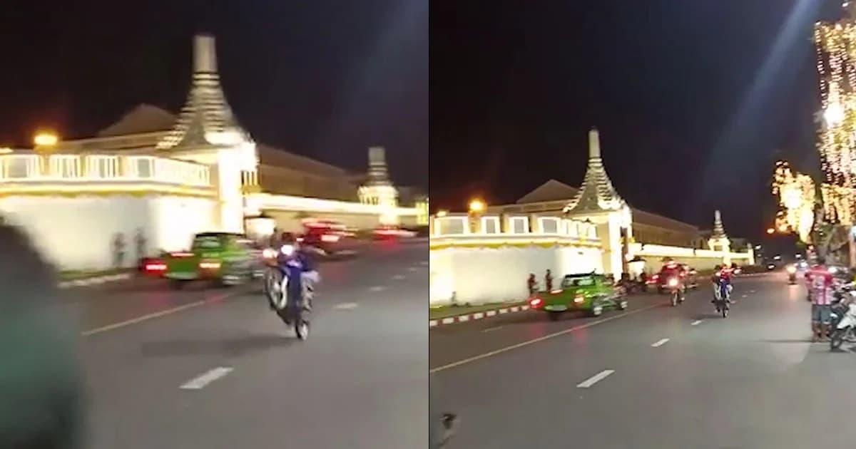 จวกยับ “แว้นยกล้อ” ซิ่งชมไฟประดับหน้าวัดพระแก้ว ไม่เคารพสถานที่