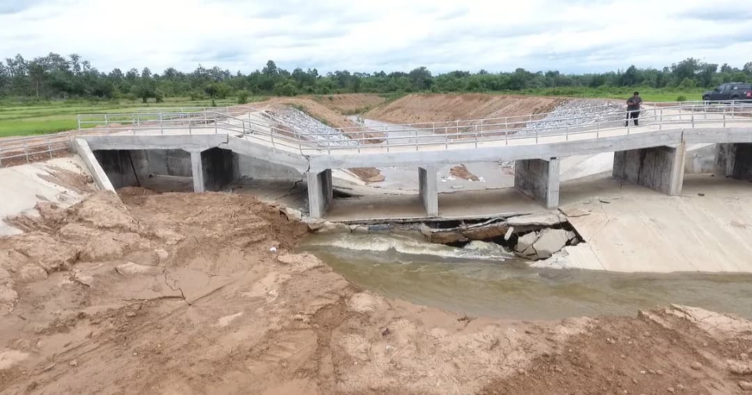 ผู้รับเหมาฝาย 2 ล้านนครพนม ยันทำได้มาตรฐานแต่แล้งจัดเลยทรุด