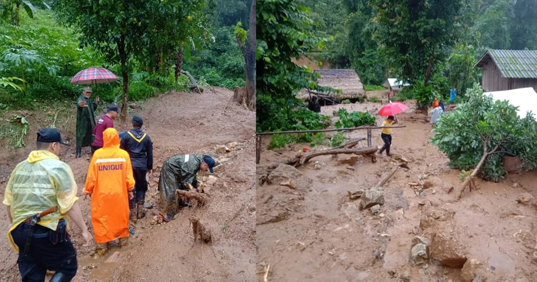 ท่าสองยางอ่วม! ฝนหนักดินโคลนถล่ม บ้านพังเสียหาย 5 หลัง ปิดทับเส้นทางหลายจุด