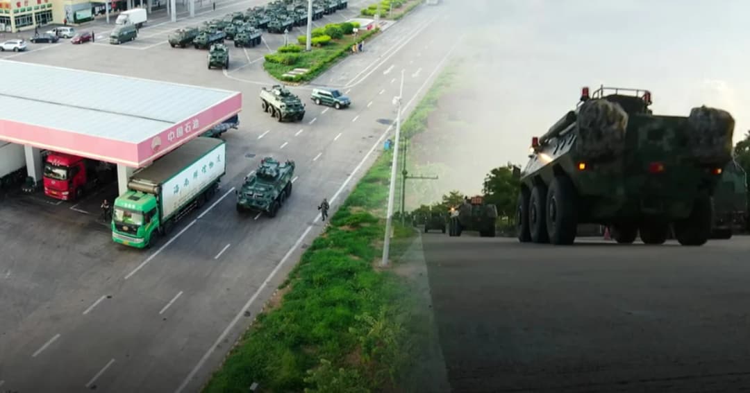 กองทัพจีน เคลื่อนรถหุ้มเกราะประชิดชายแดนฮ่องกง ระบุเตรียมฉลองวันชาติ