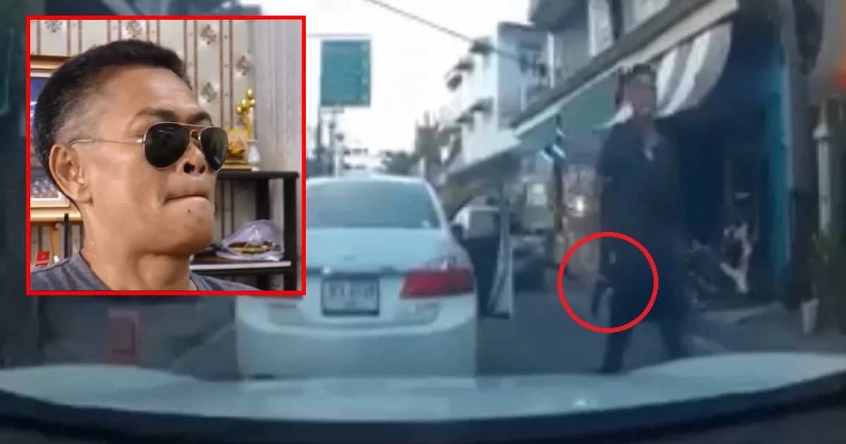 ได้ตัวชายชักปืนขู่ อ้างรีบไปเข้าห้องน้ำโมโหถูกบีบแตรถี่